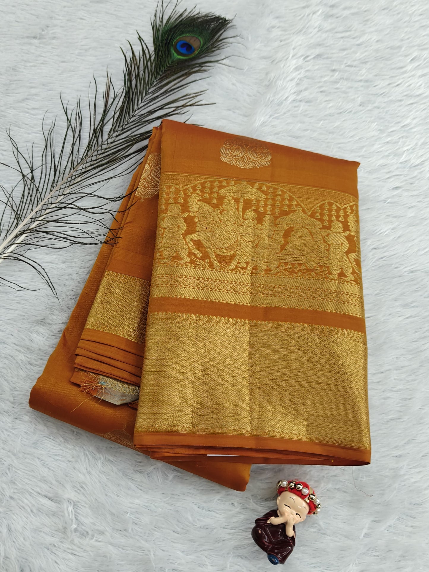 Mustard Yellow Pure Silk Saree with Pallakku Border