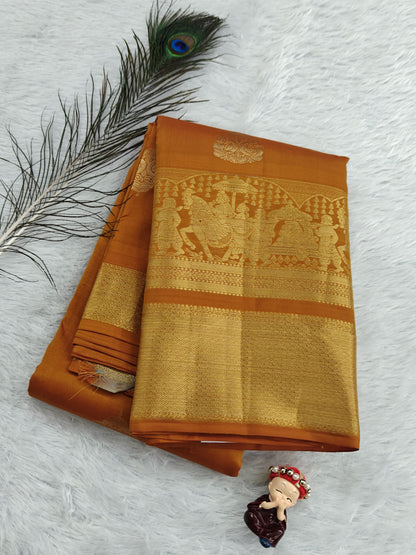 Mustard Yellow Pure Silk Saree with Pallakku Border
