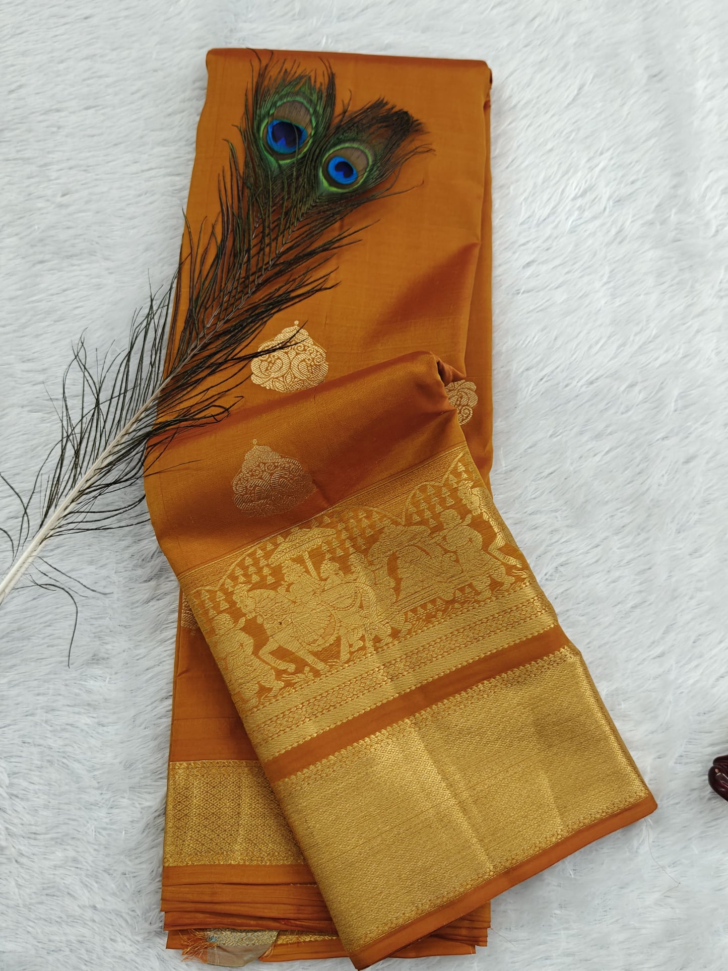 Mustard Yellow Pure Silk Saree with Pallakku Border