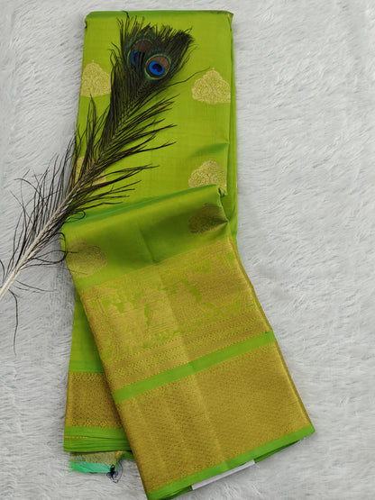 Parrot Green Pure Silk Saree with Pallakku Border