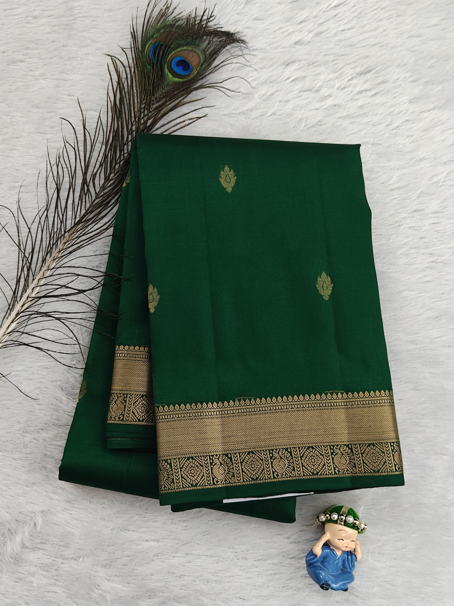 Dark Green Pure Silk Saree