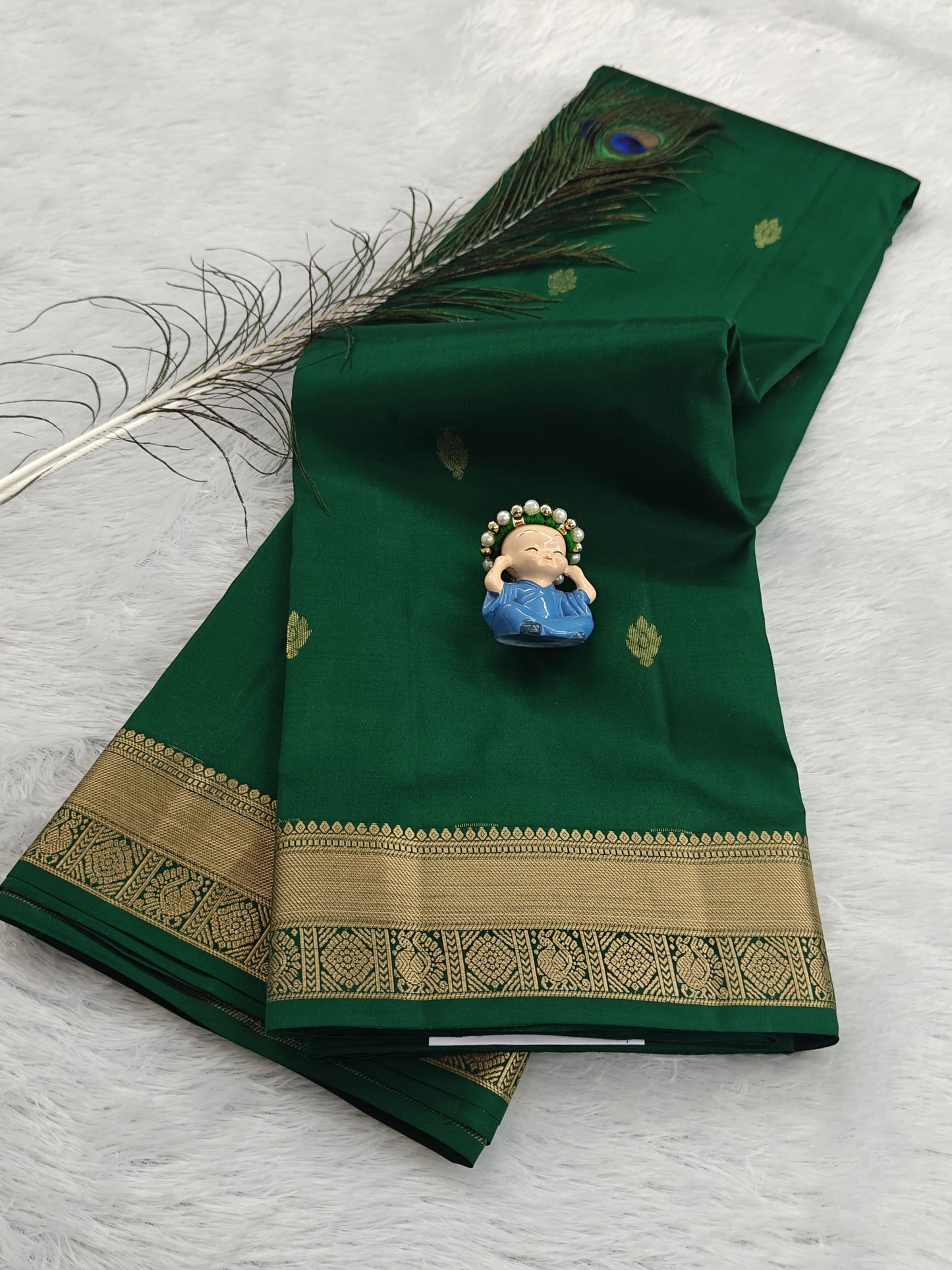 Dark Green Pure Silk Saree