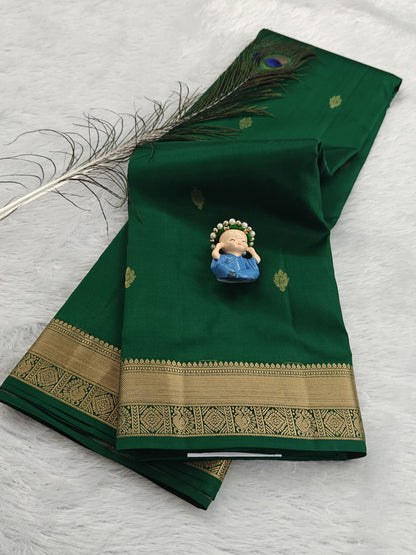 Dark Green Pure Silk Saree