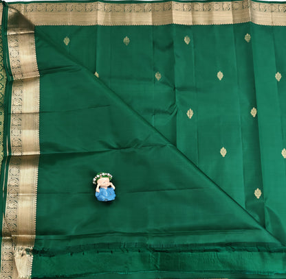 Dark Green Pure Silk Saree