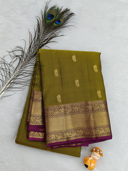 Mehandi Green Pure Silk Saree