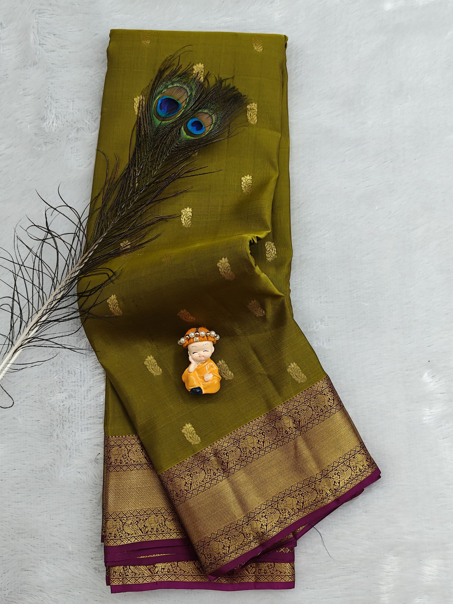 Mehandi Green Pure Silk Saree