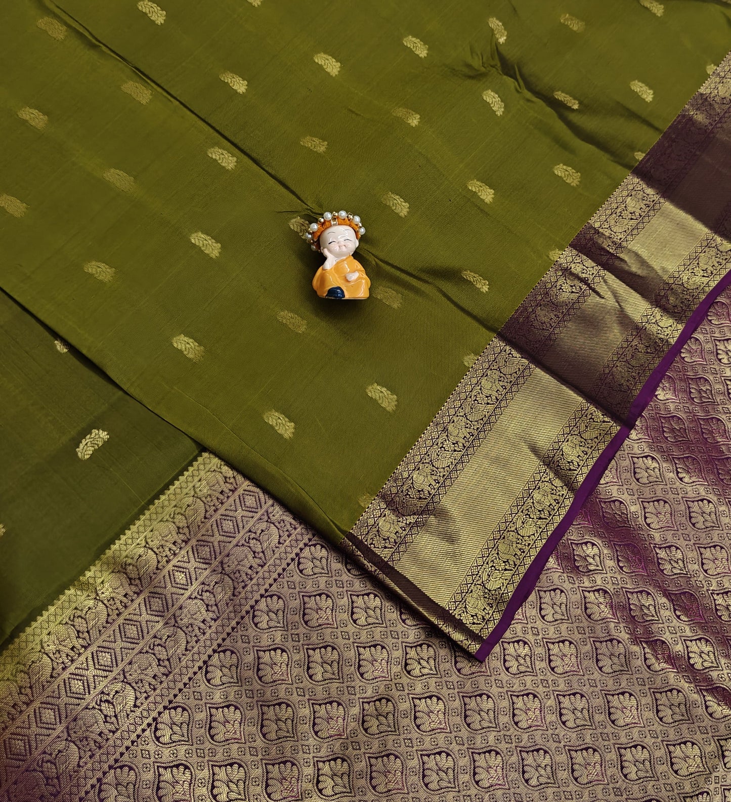 Mehandi Green Pure Silk Saree
