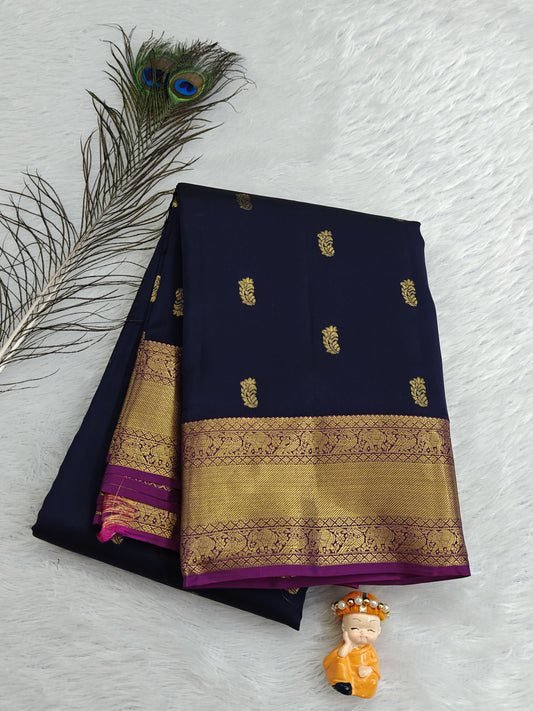 Navy Blue Pure Silk Saree