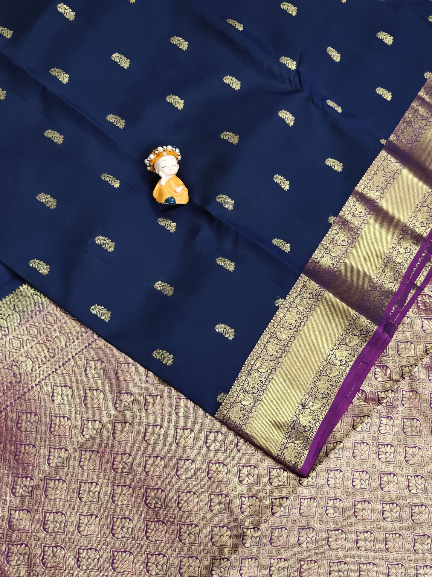 Navy Blue Pure Silk Saree