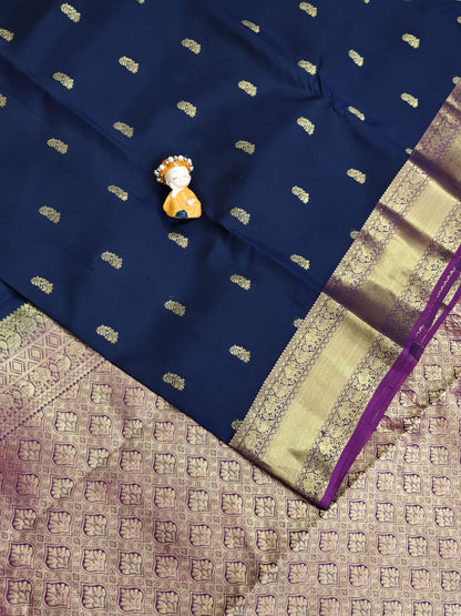 Navy Blue Pure Silk Saree