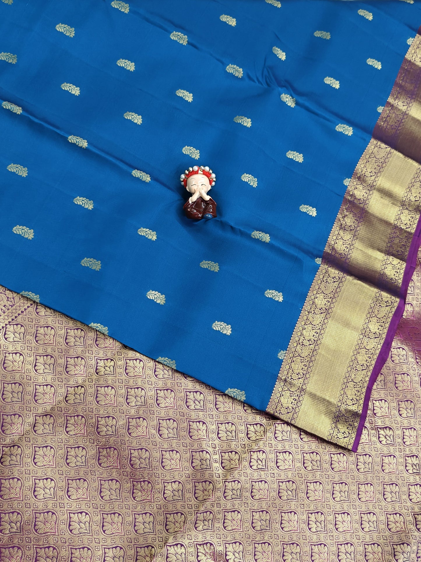 Peacock Blue Pure Silk Saree