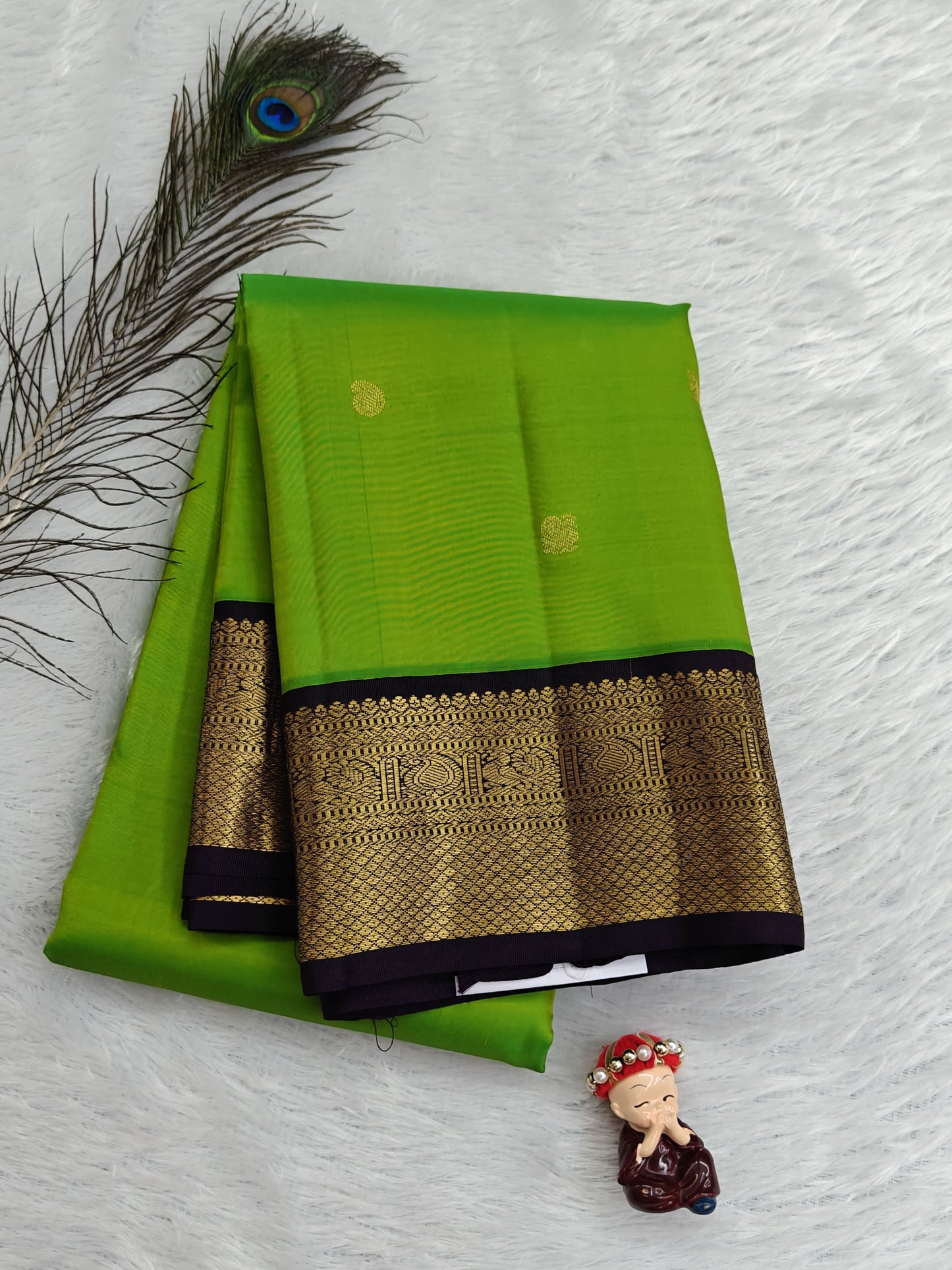 Parrot Green Korvai Saree