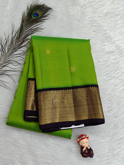 Parrot Green Korvai Saree