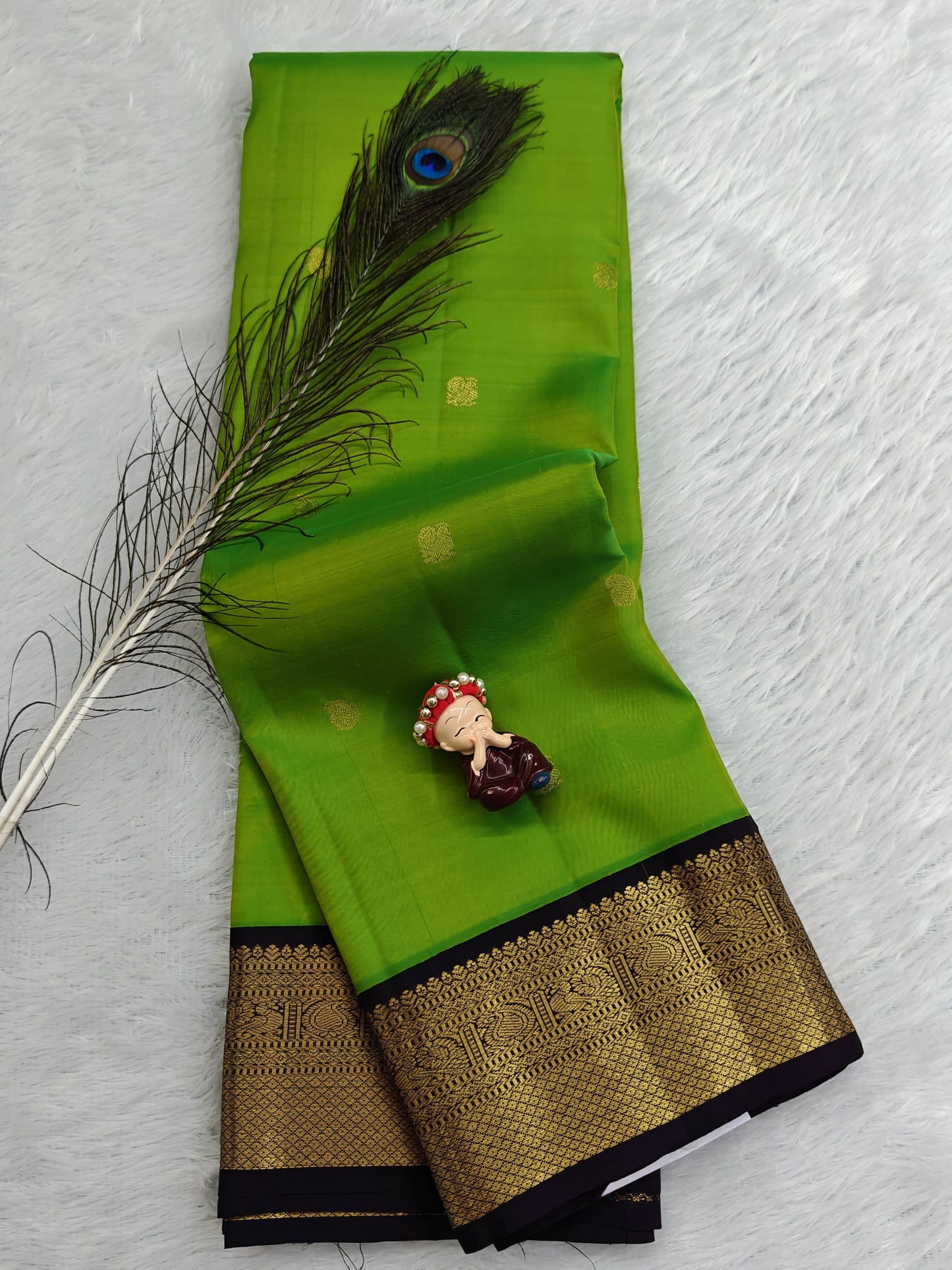 Parrot Green Korvai Saree