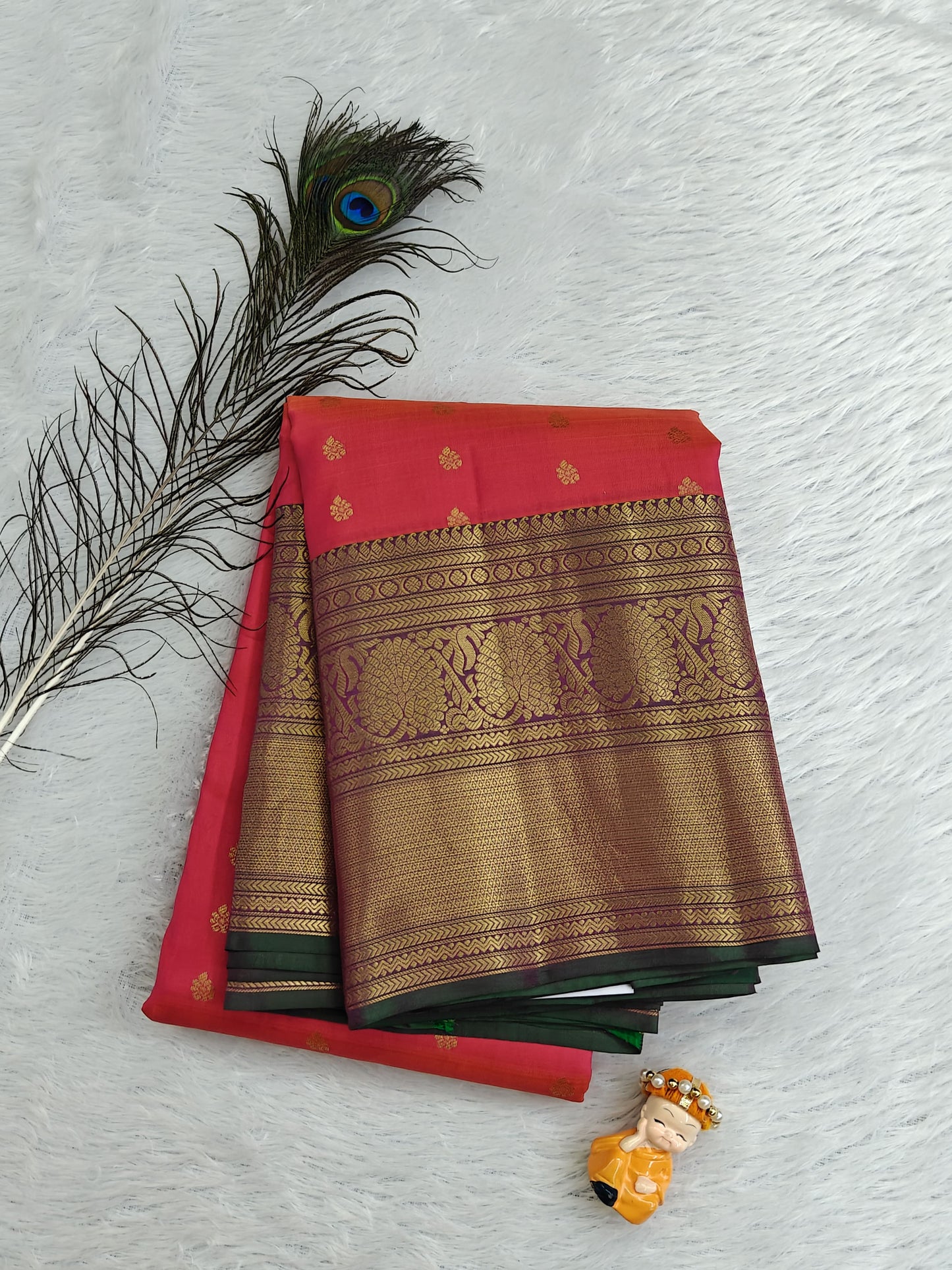 Peach Pure Silk Saree