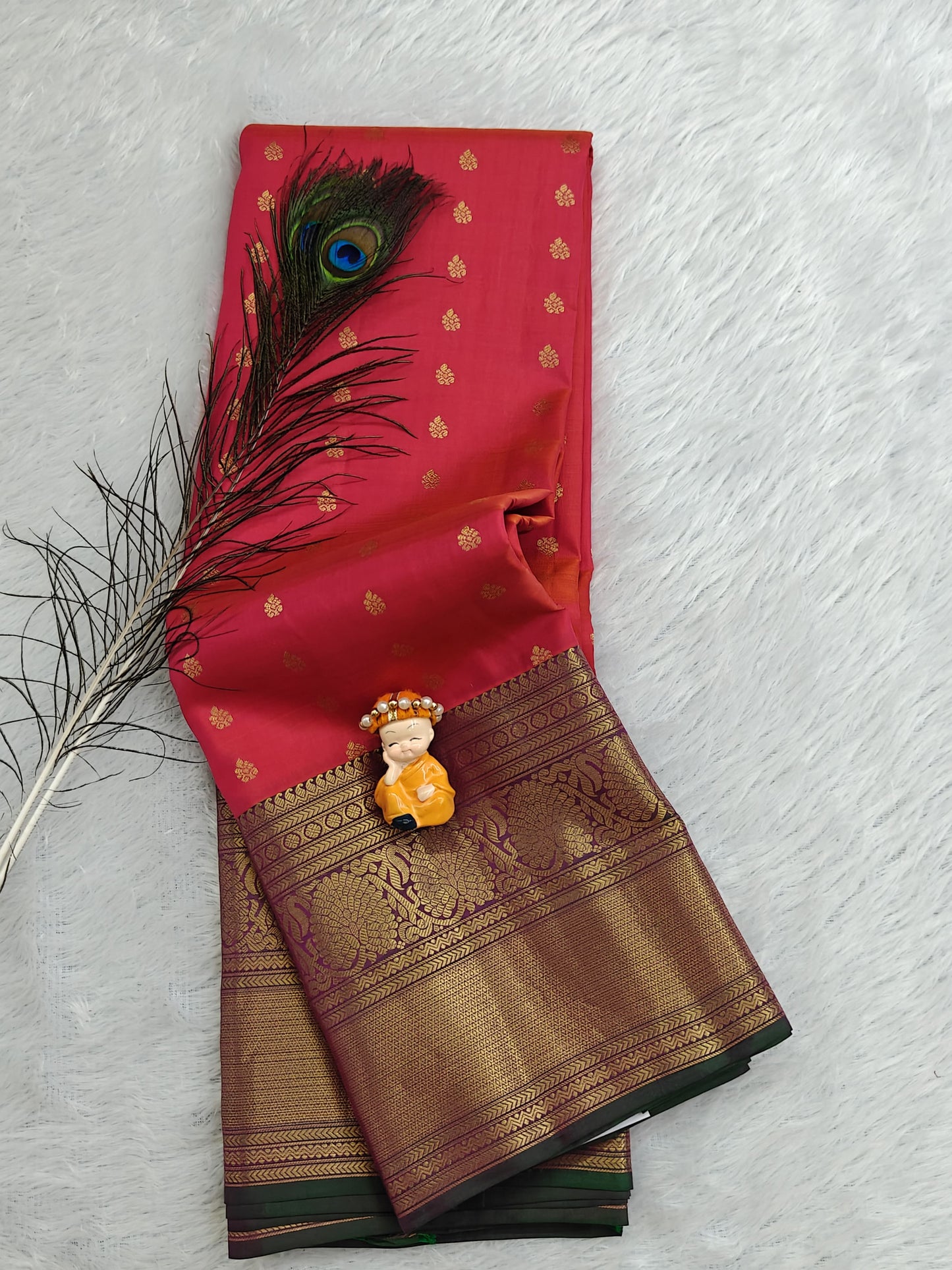 Peach Pure Silk Saree