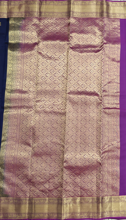 Navy Blue Pure Silk Saree