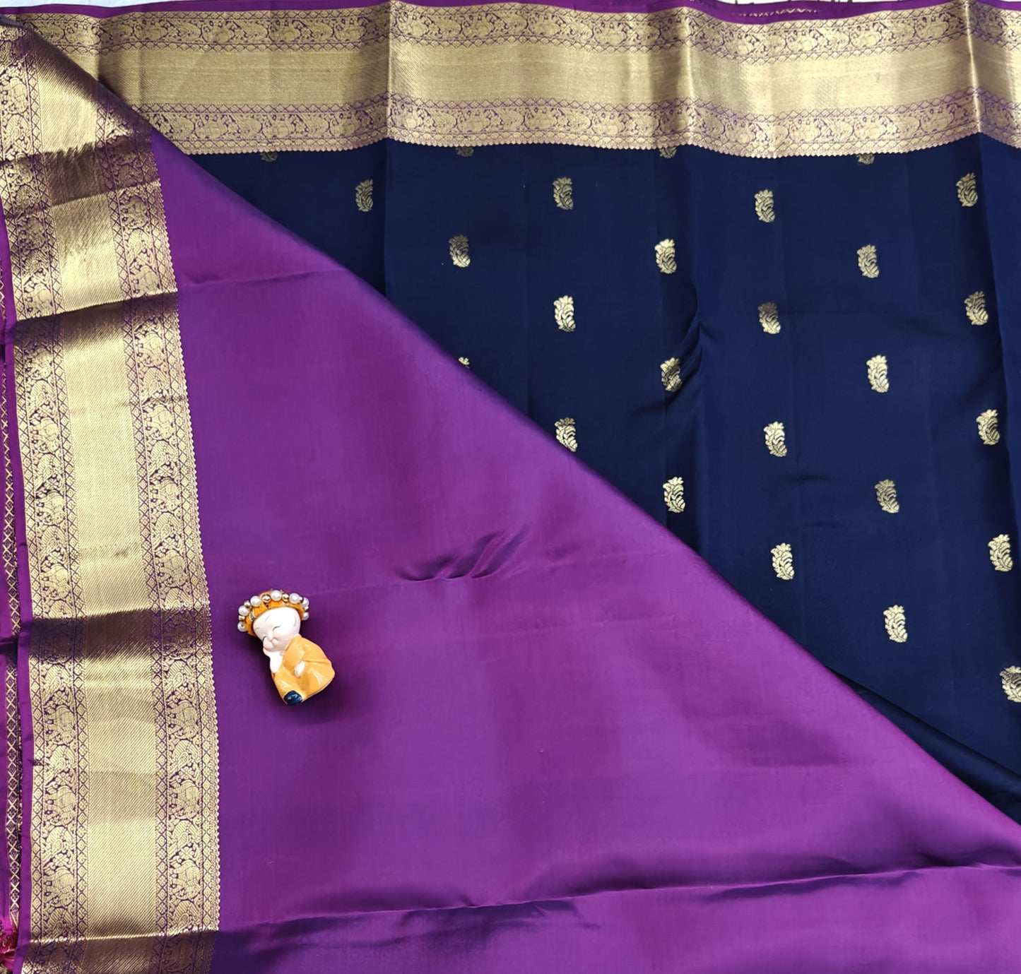 Navy Blue Pure Silk Saree