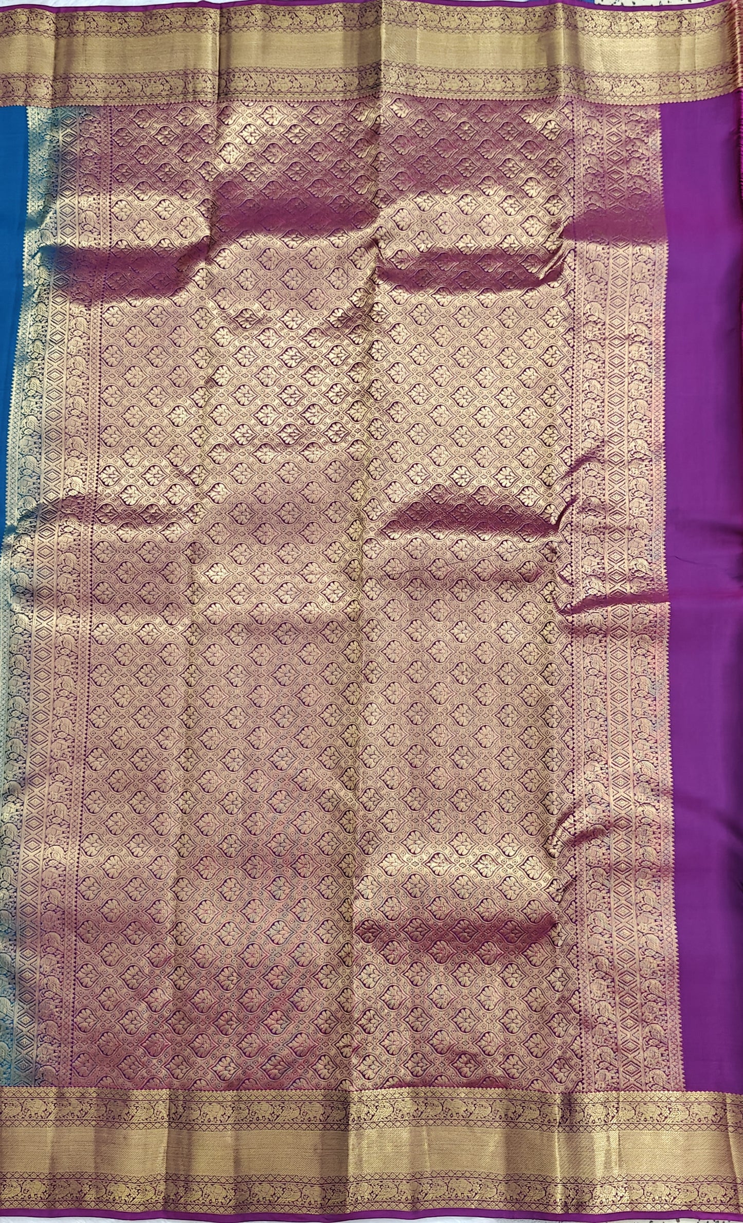 Peacock Blue Pure Silk Saree