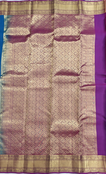 Peacock Blue Pure Silk Saree