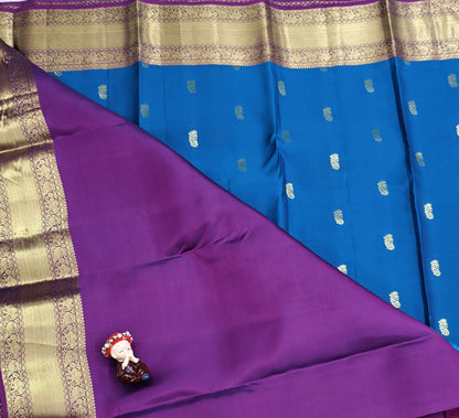 Peacock Blue Pure Silk Saree