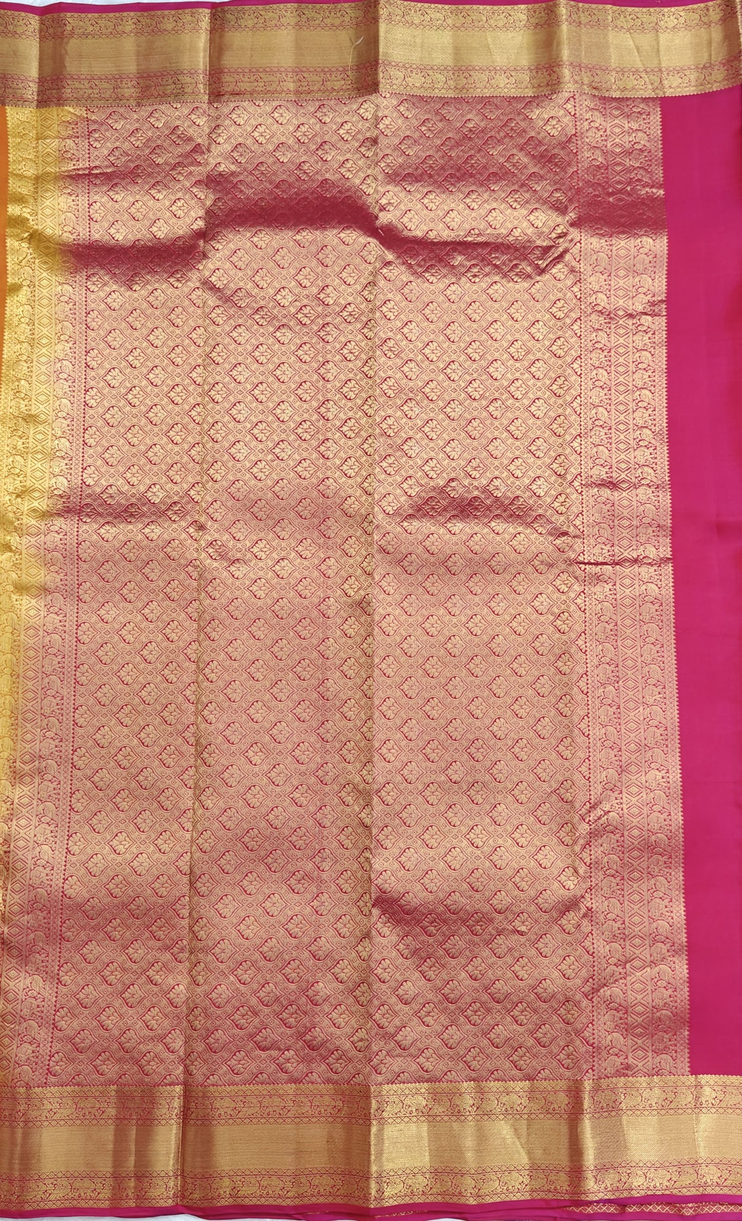 Mustard Orange Pure Silk Saree