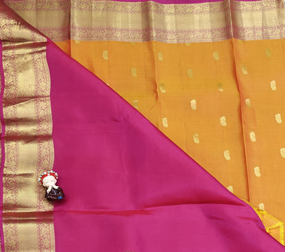 Mustard Orange Pure Silk Saree