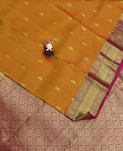 Mustard Orange Pure Silk Saree