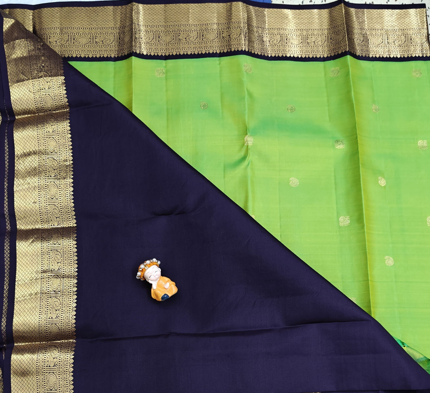 Parrot Green Korvai Saree