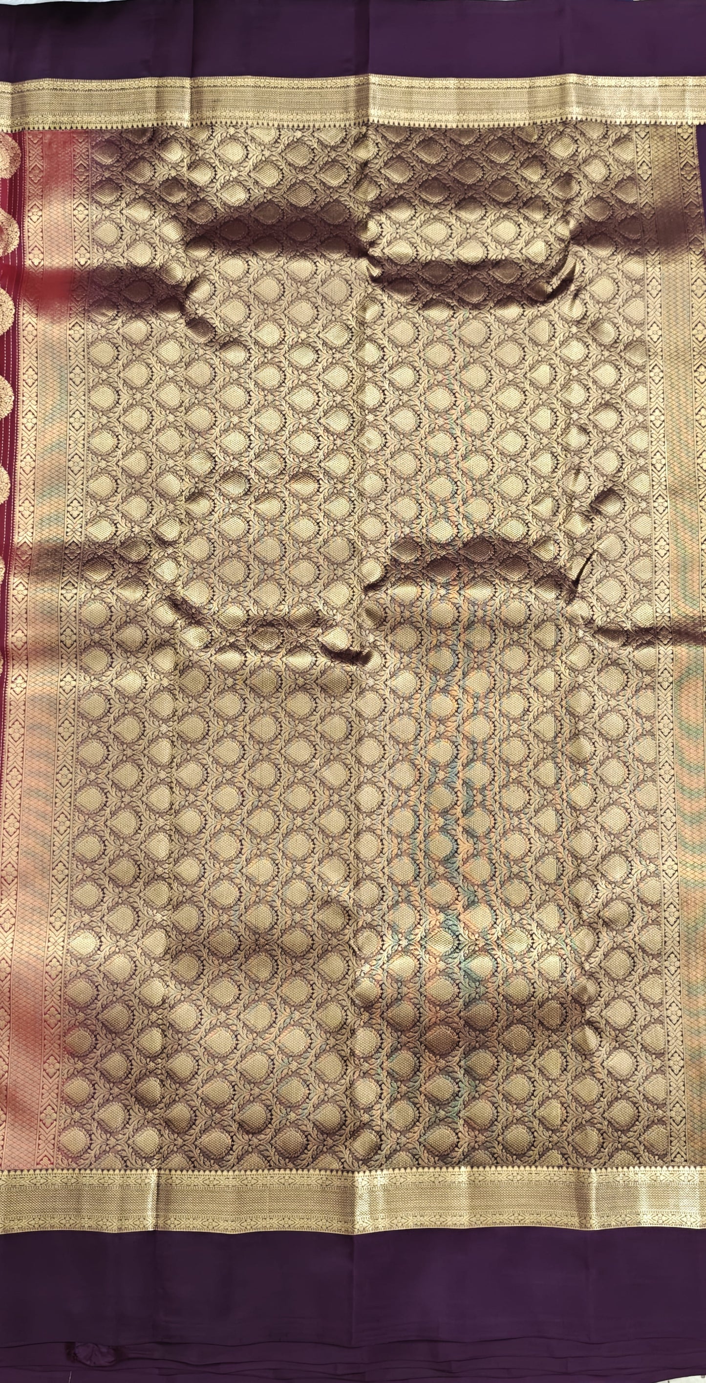 Maroon Pure Silk Saree With Purple Border