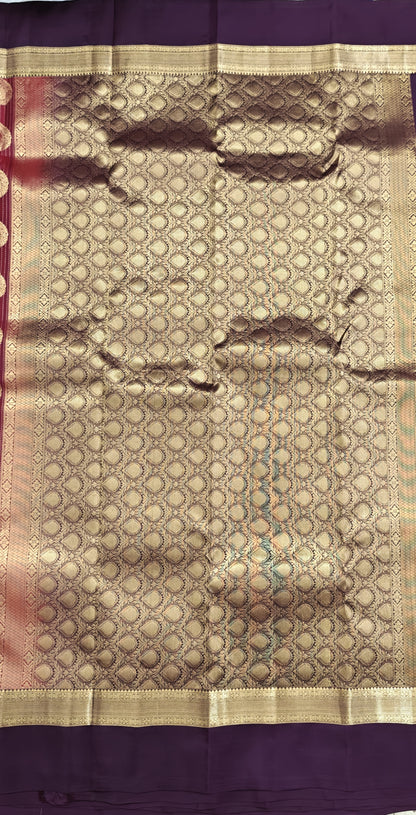Maroon Pure Silk Saree With Purple Border