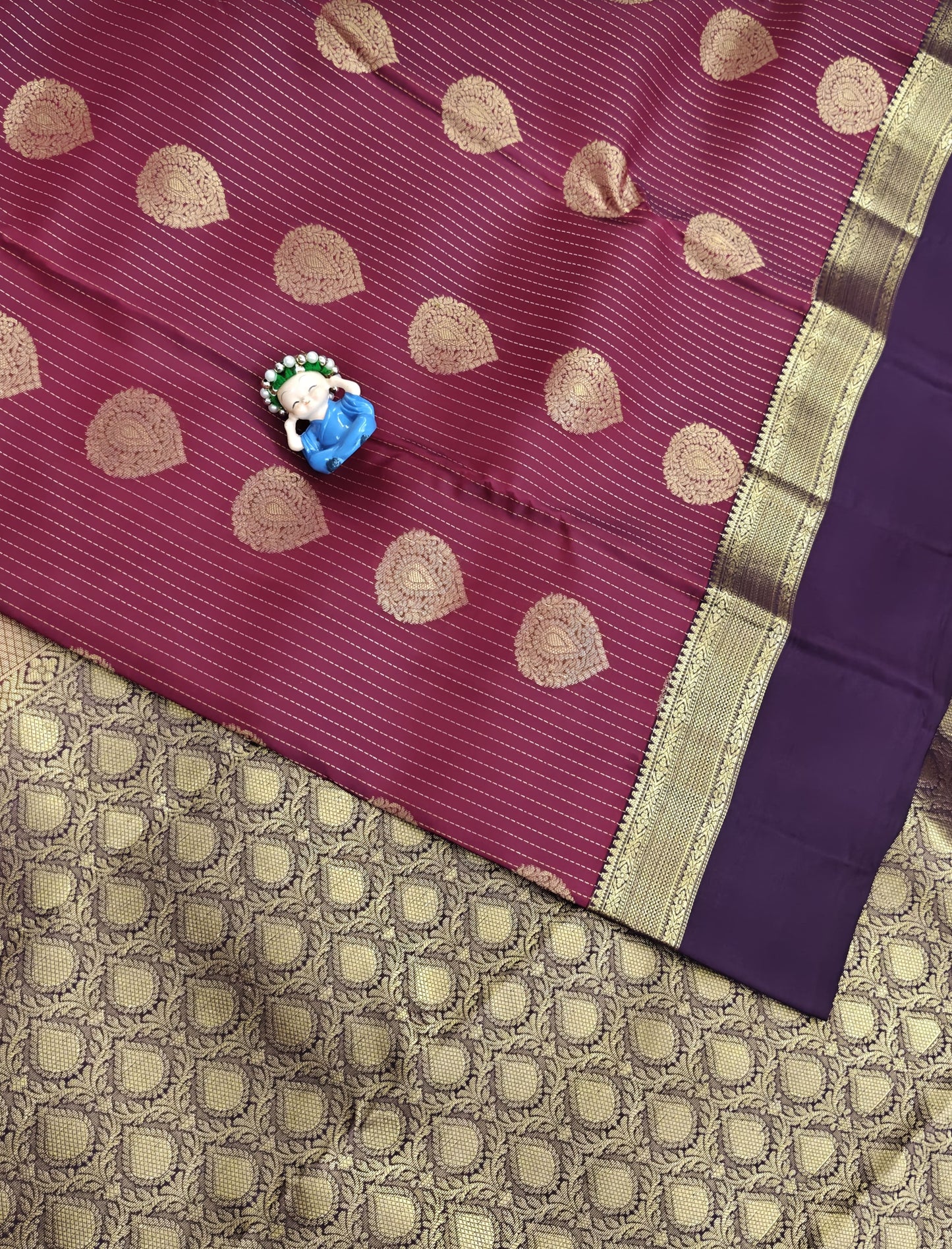 Maroon Pure Silk Saree With Purple Border