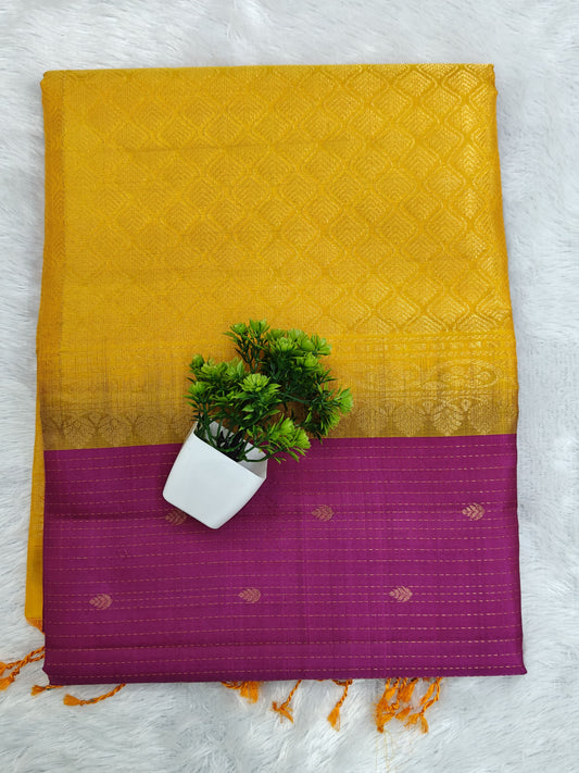 Purple & Orange Soft Silk Saree