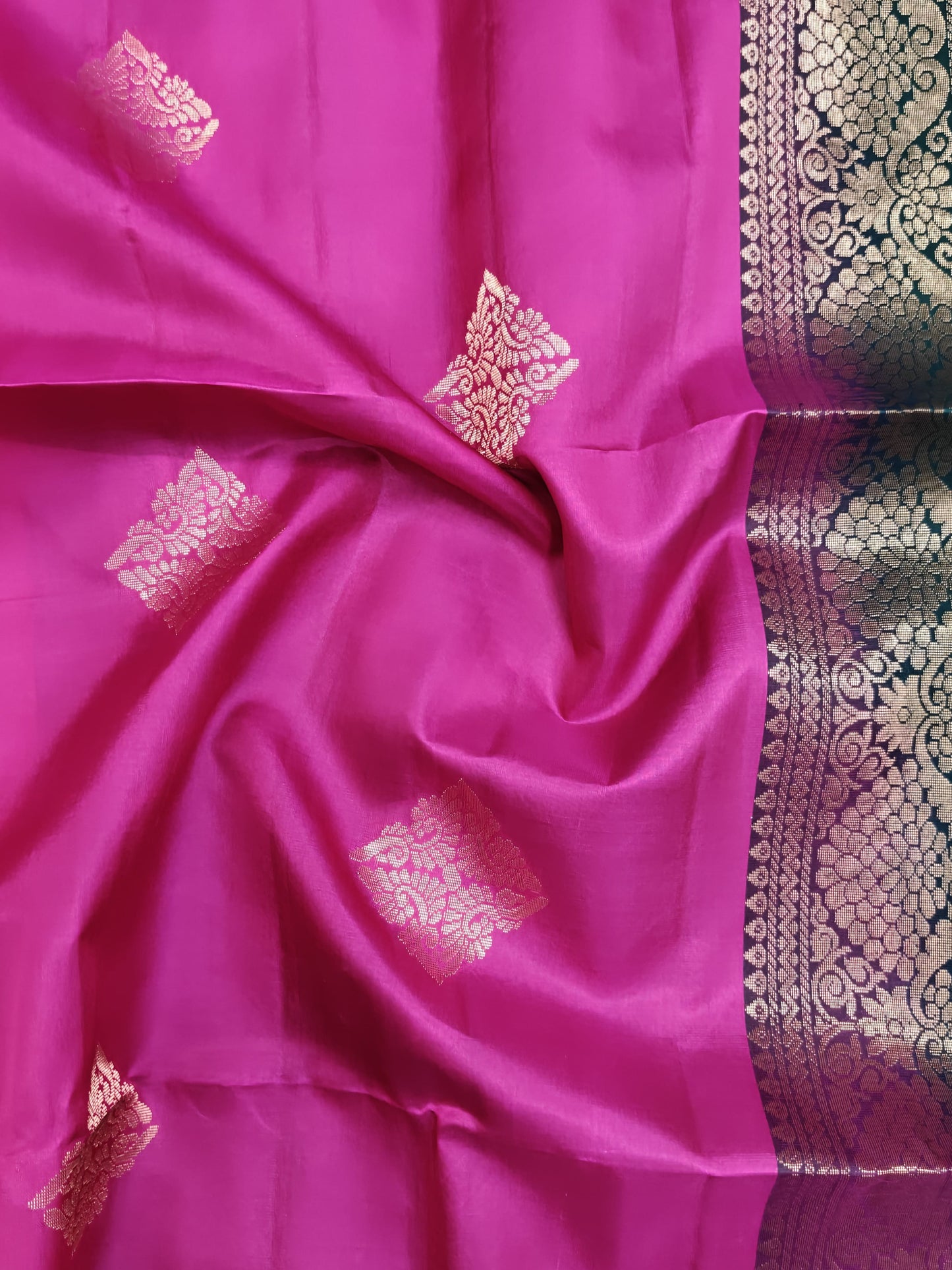 Rani Pink with Dark Green Soft Silk Saree