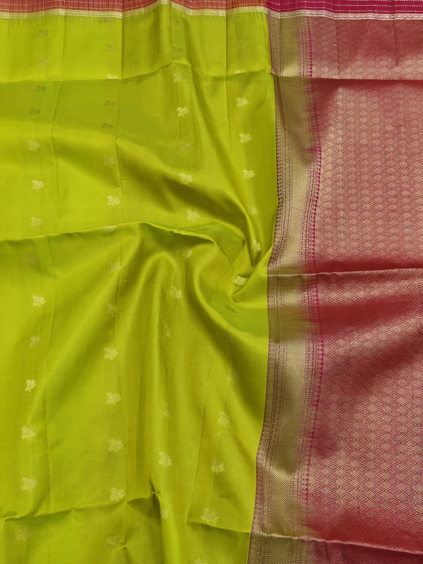 Parrot Green With Rani Pink Soft Silk Saree