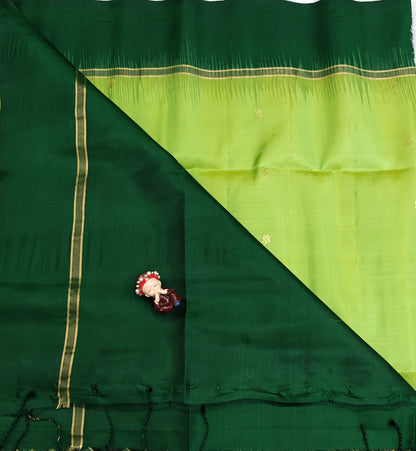 Leaf Green with Dark Green Soft Silk Saree