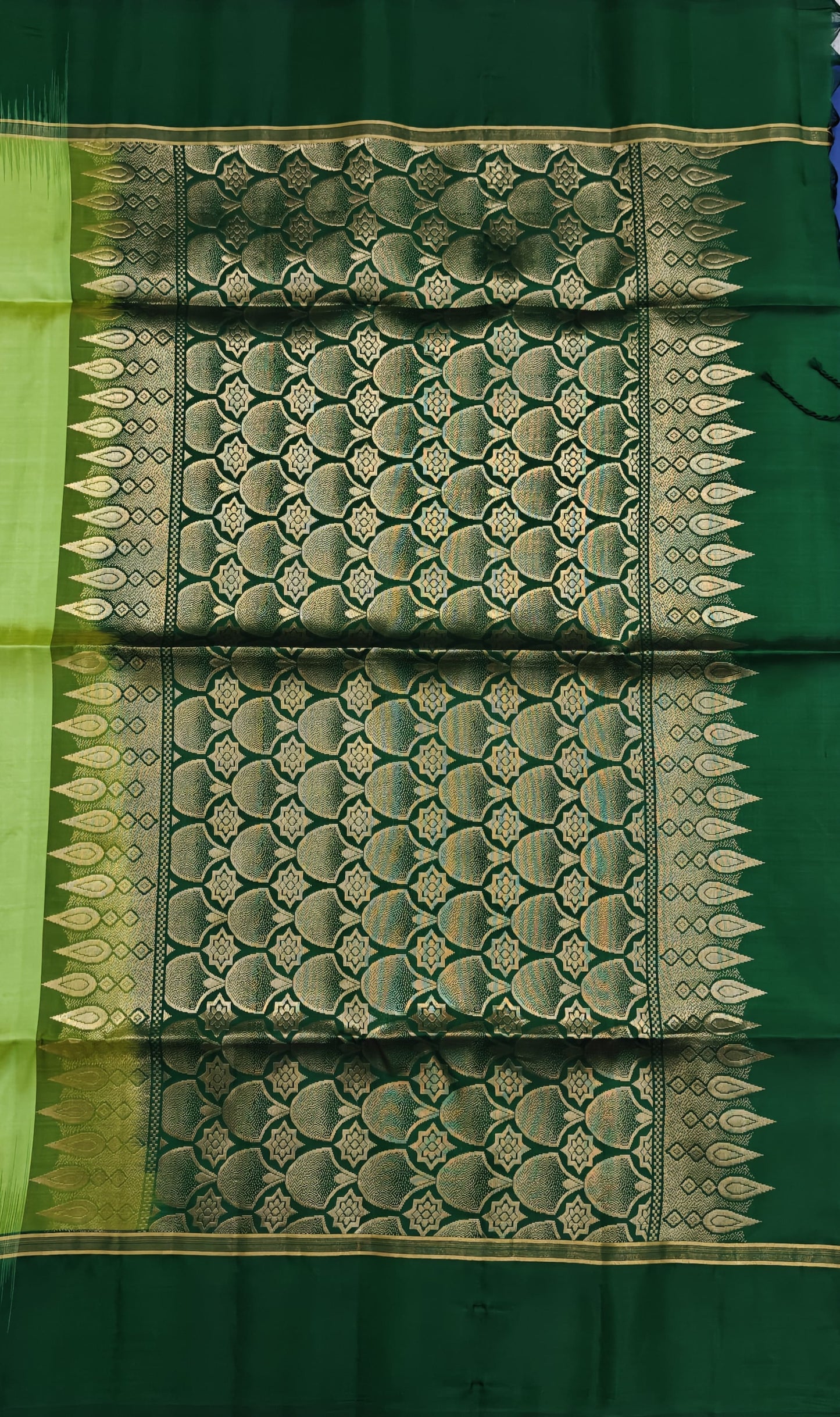 Leaf Green with Dark Green Soft Silk Saree