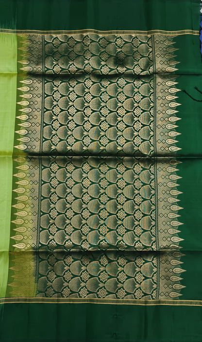 Leaf Green with Dark Green Soft Silk Saree