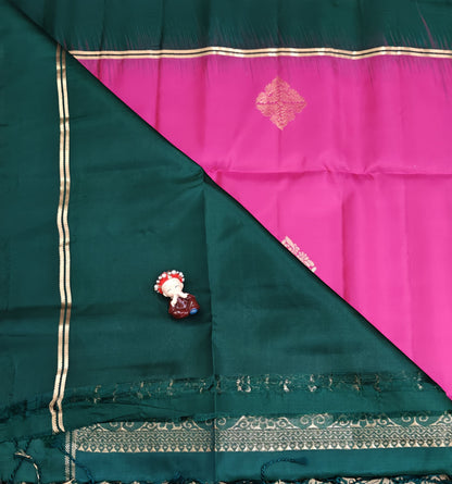 Rani Pink with Dark Green Soft Silk Saree