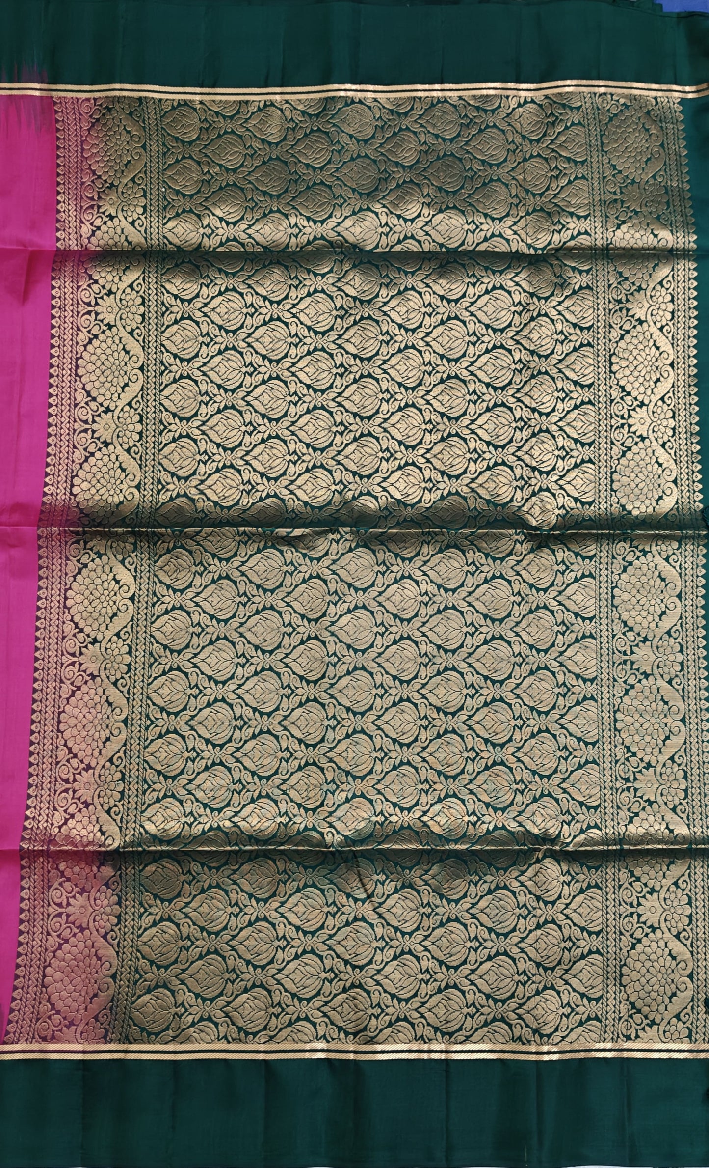 Rani Pink with Dark Green Soft Silk Saree