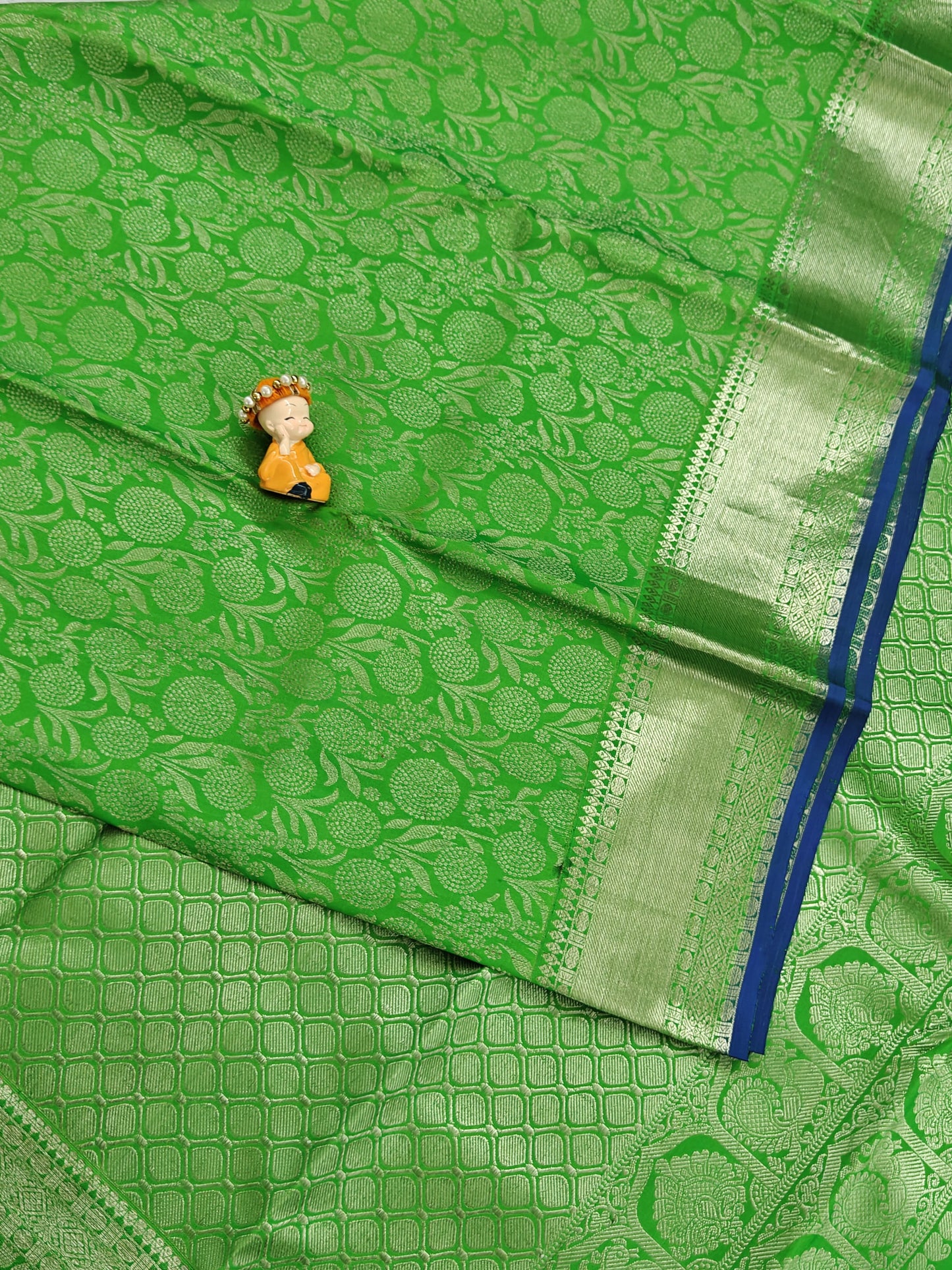 Parrot Green Pure Bridal Silk Saree