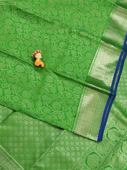 Parrot Green Pure Bridal Silk Saree