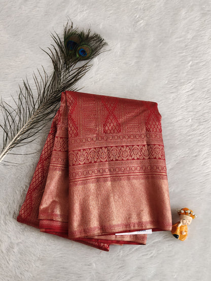 Red Pure Bridal Silk Saree