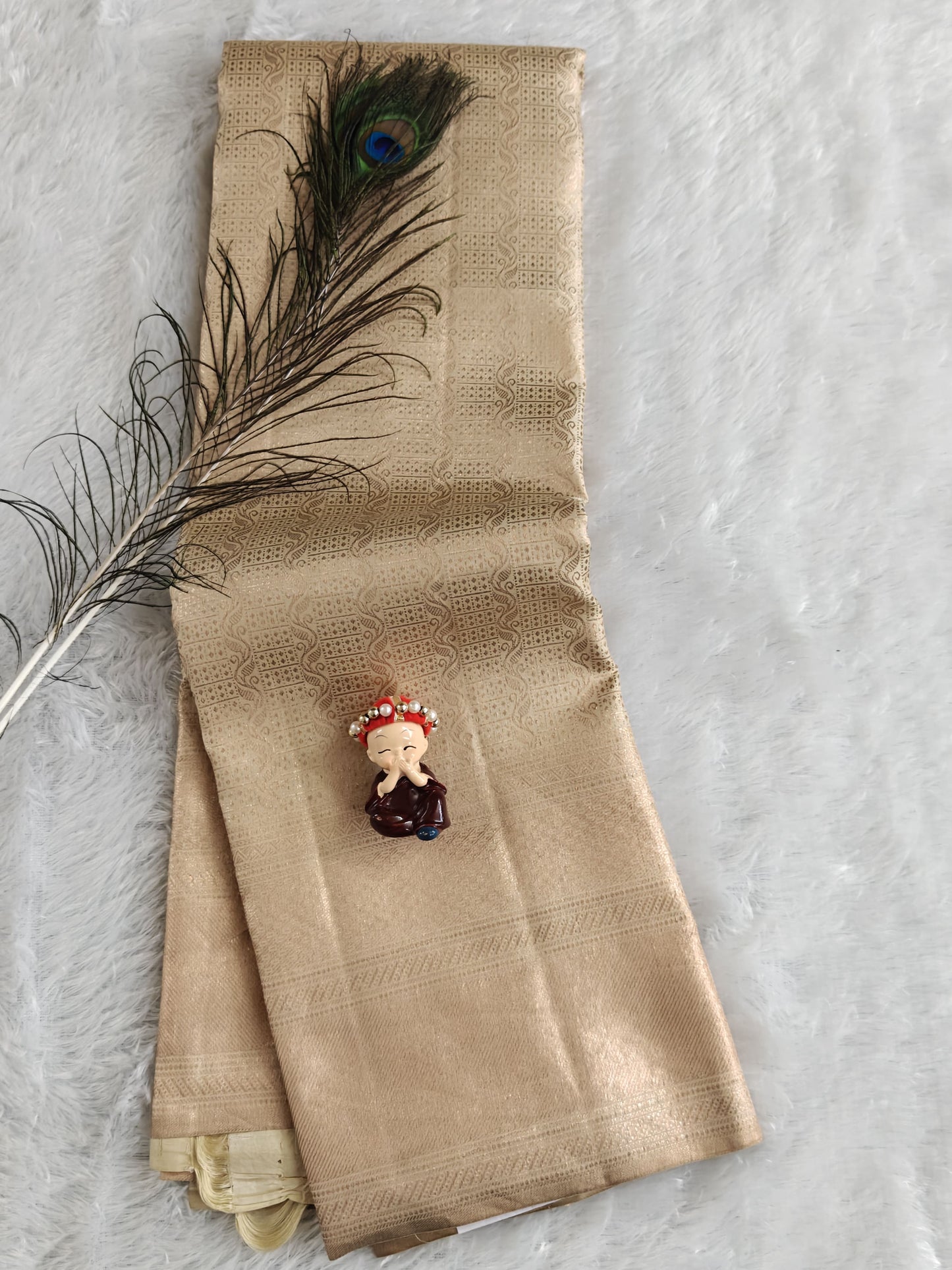 Cream Colour Pure Bridal Silk Saree
