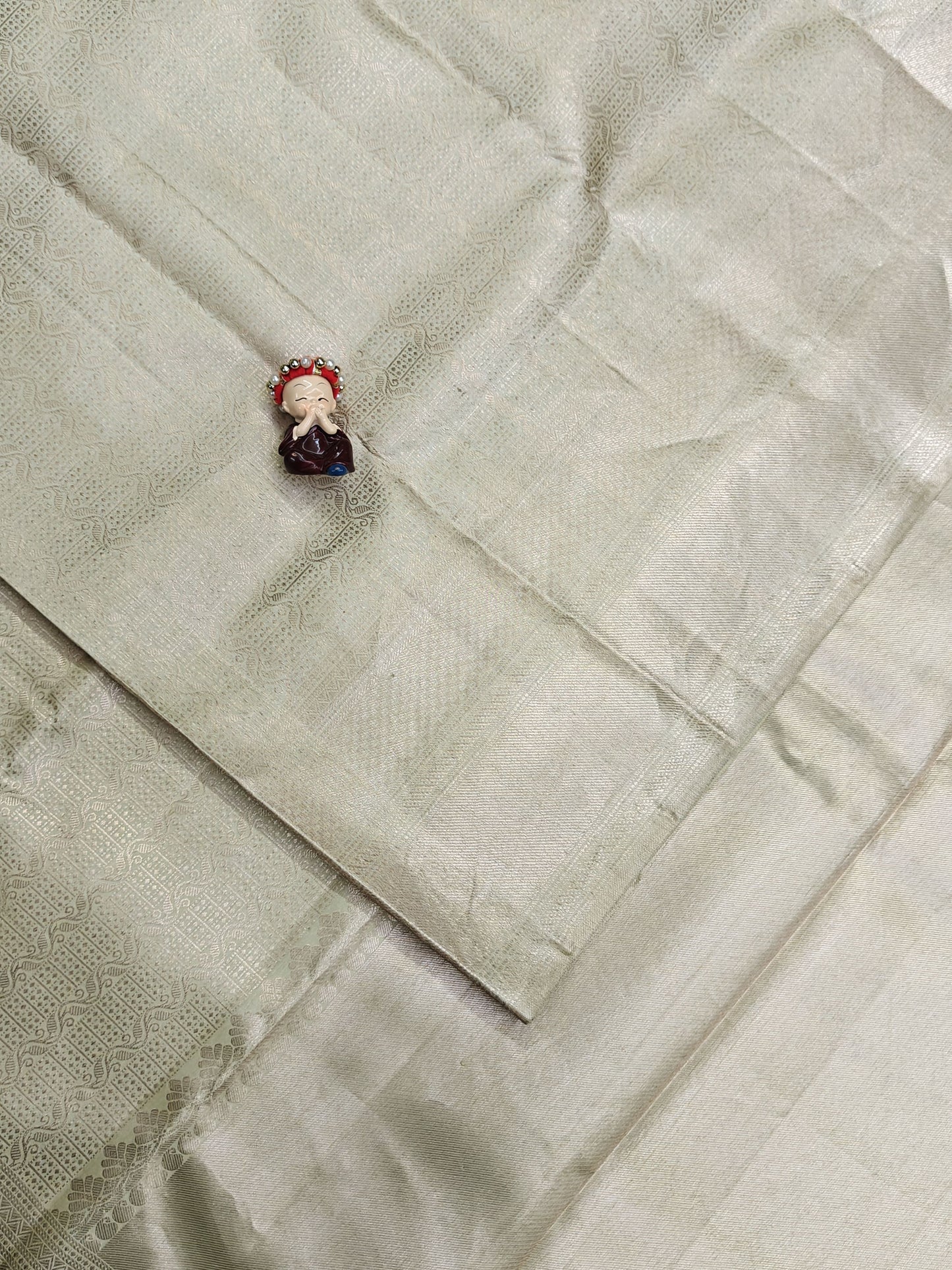Cream Colour Pure Bridal Silk Saree