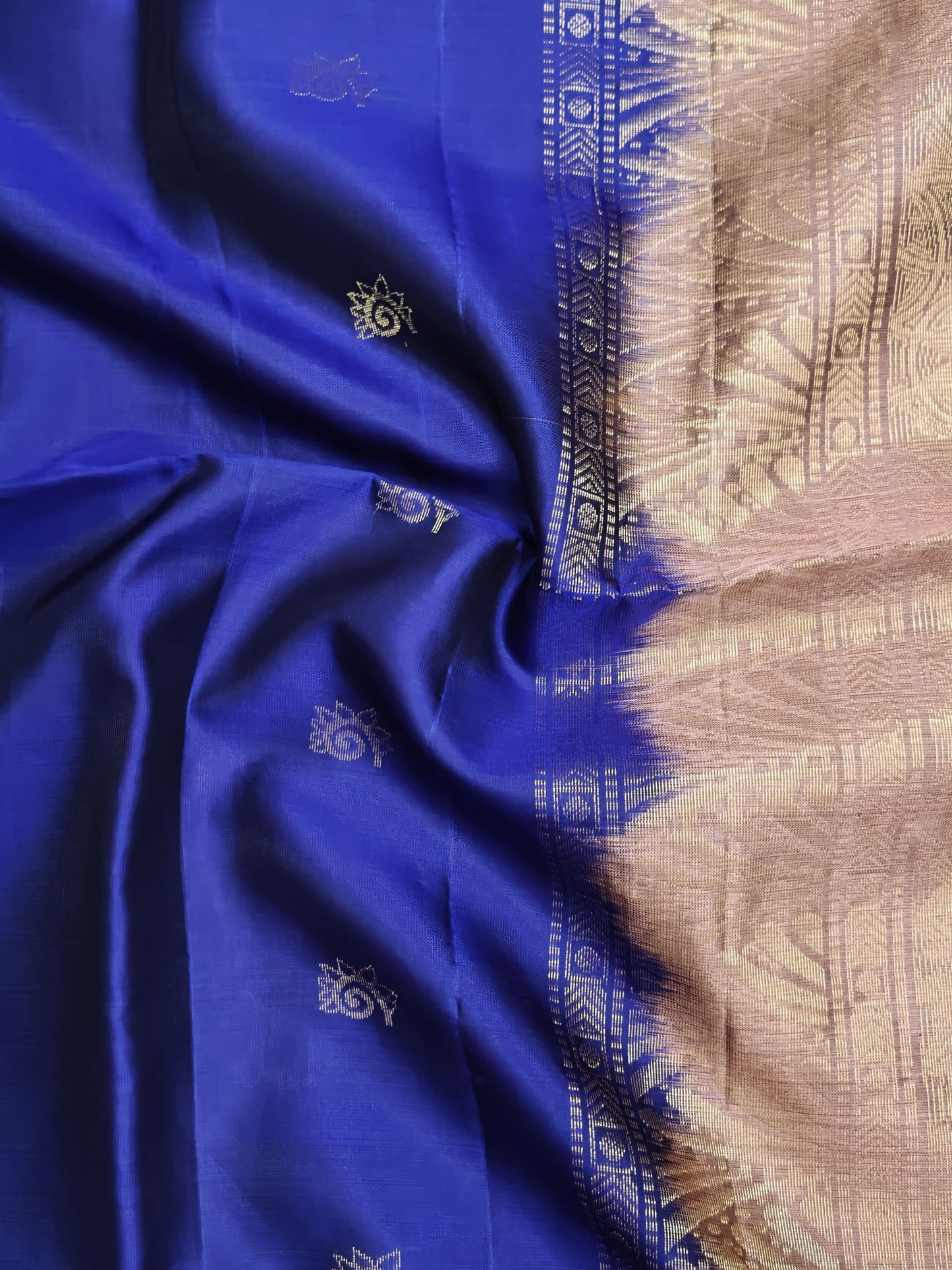 Royal Blue with Peach Soft Silk Saree