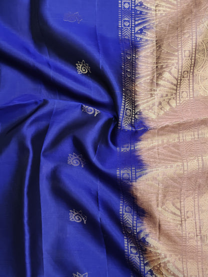 Royal Blue with Peach Soft Silk Saree