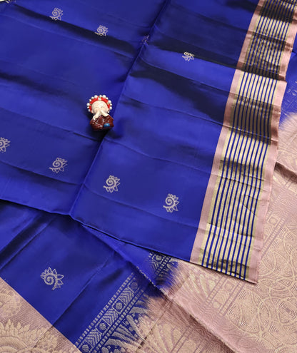 Royal Blue with Peach Soft Silk Saree