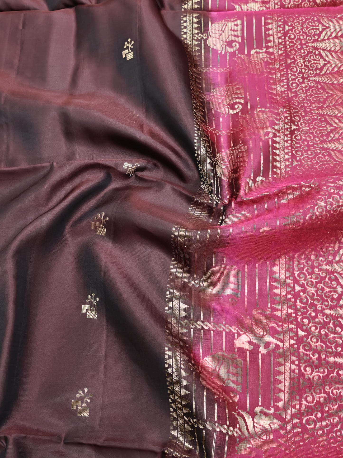 Coffee Brown & Wine Color Soft Silk Saree