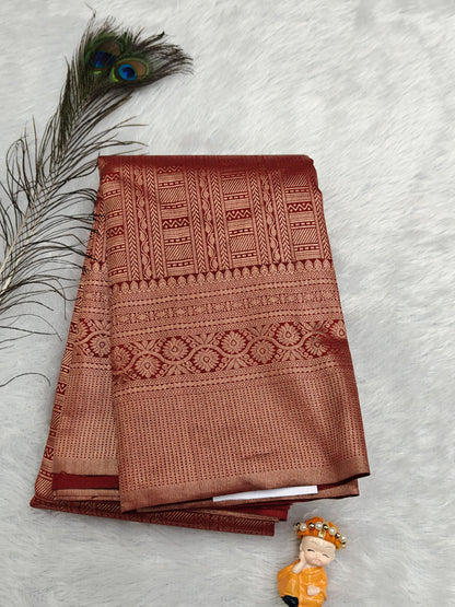 Maroon Pure Bridal Silk Saree